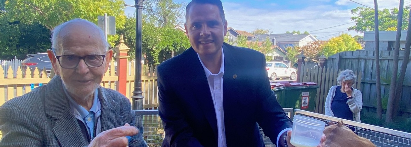 Haydn James resident with MP James Newbury