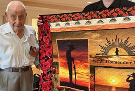 Herbert receiving Quilt of Valour Herbert receiving Quilt of Valour