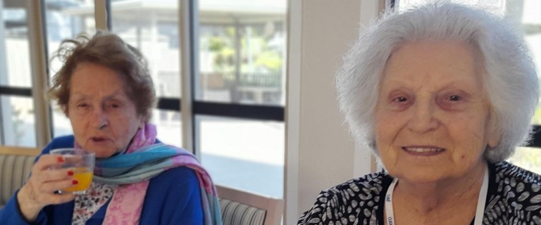 Ida (87) and Maria (94) at coffee group Ida (87) and Maria (94) at coffee group