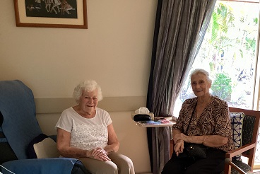 Julie and Doreen reuniting at Galleon Gardens