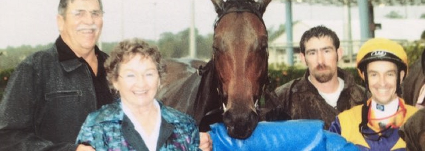 Neil and Patricia with their winning racehorse