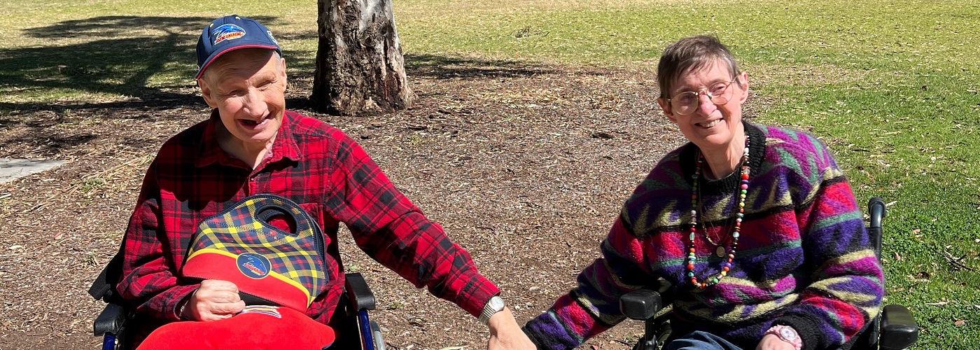 Holly aged care residents Rachel and John celebrating 40 years
