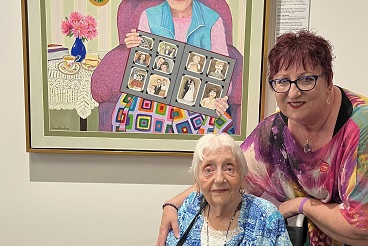 Zita and daughter Donna at Brisbane Portrait Prize opening night 
