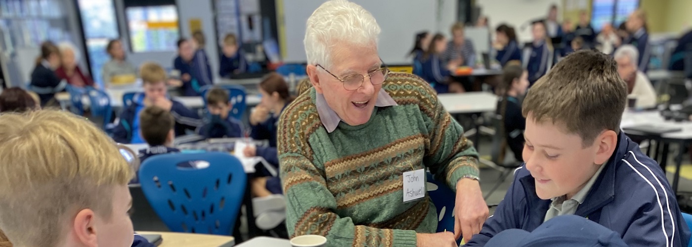 Westhaven resident John with his digital life story students