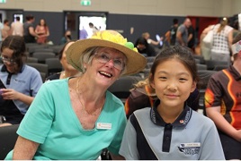 Joan and residents are getting know students from the local school Joan and residents are getting know students from the local school