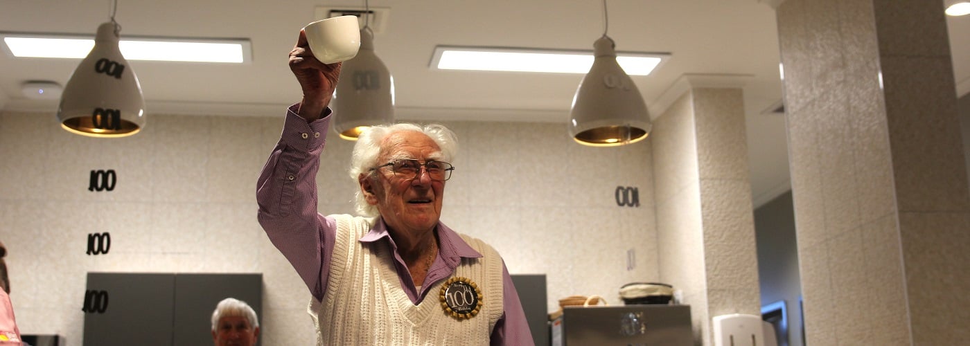 Ralph celebrating his 100th birthday at Westhaven.jpg